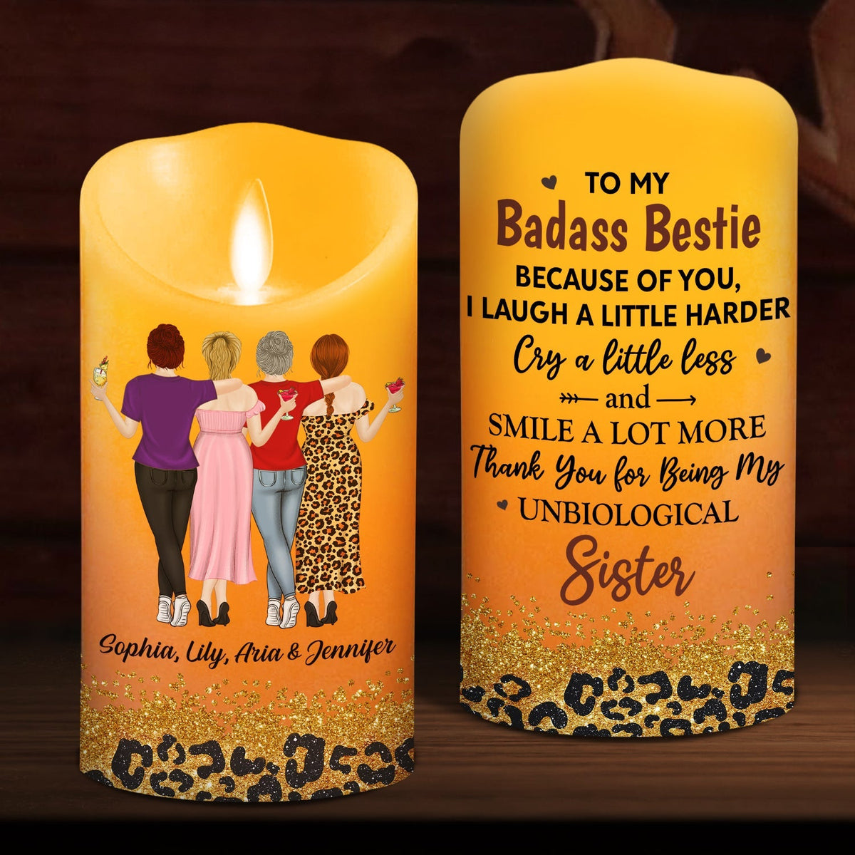Because Of You I Laugh A Little Harder personalized LED candle