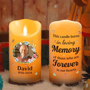 This Candle Burns In Loving Memory personalized LED memorial candle