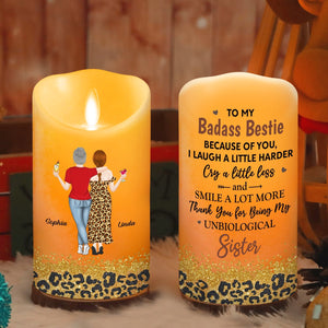 Because Of You I Laugh A Little Harder personalized LED candle