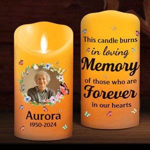 This Candle Burns In Loving Memory personalized LED memorial candle