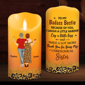 Because Of You I Laugh A Little Harder personalized LED candle