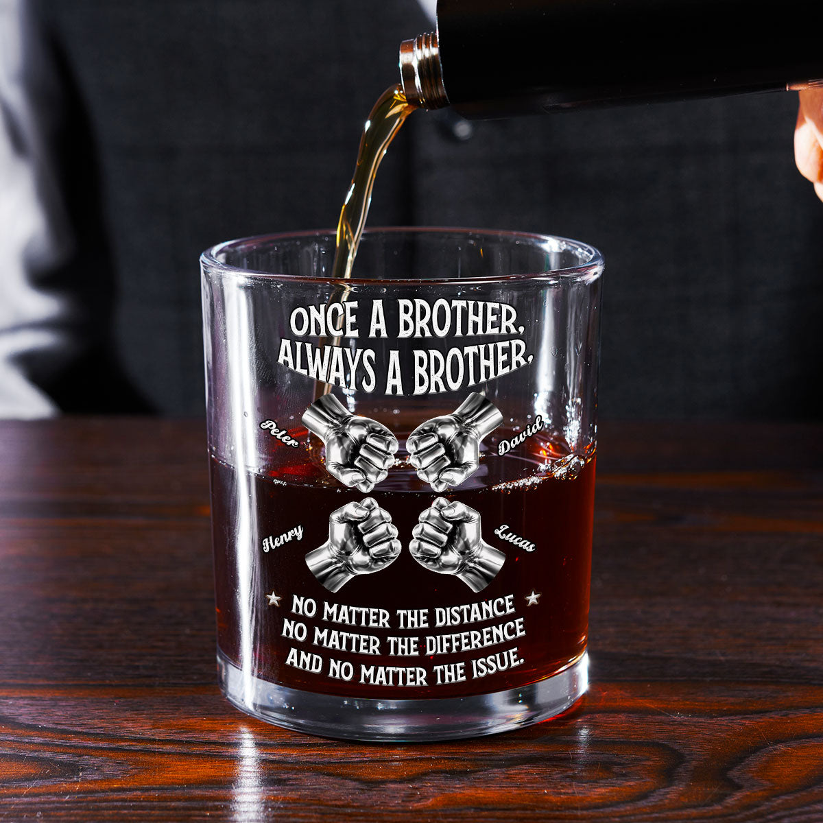Always My Brother personalized whiskey glass