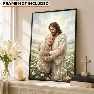 Safe In His Arms personalized poster on a shelf