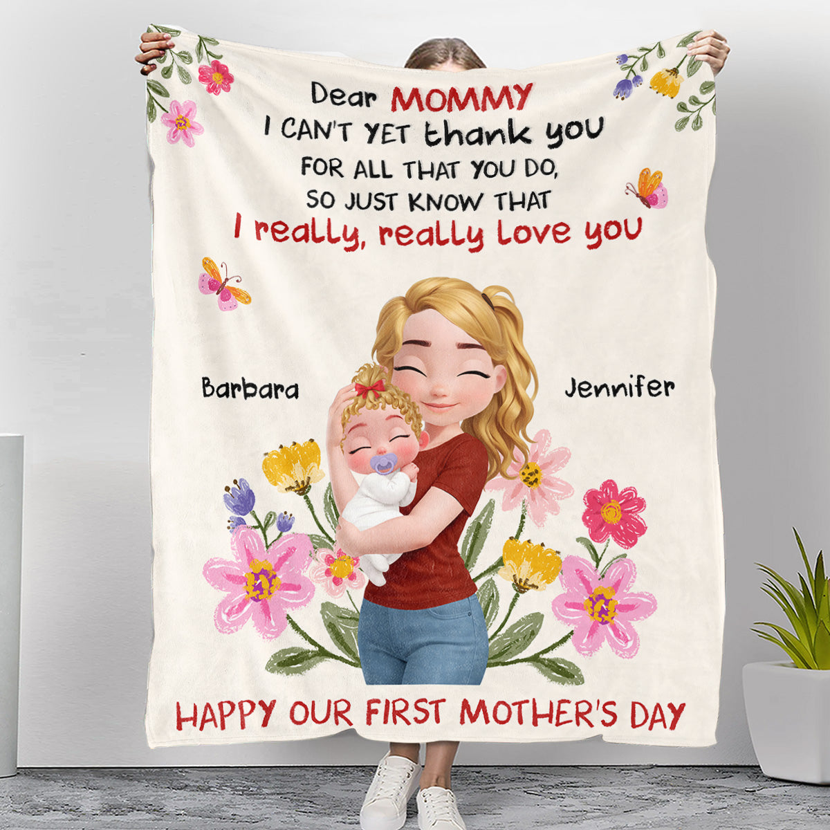I Really Love You Mommy - Personalized Fleece Blanket - Gift For Mom