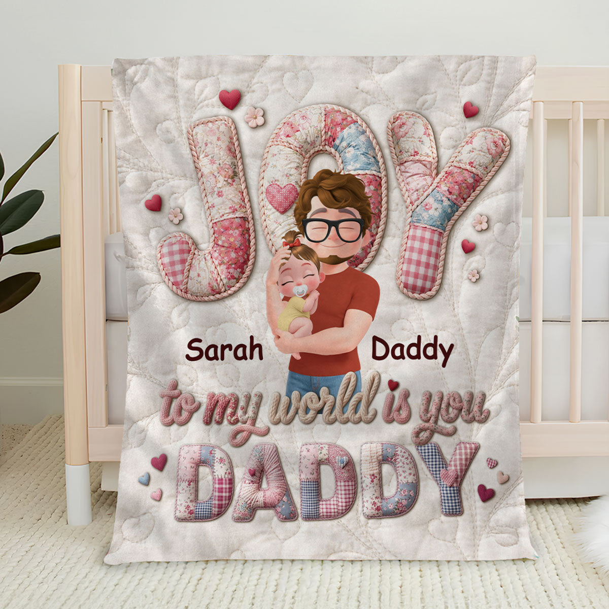 Joy To My World Is Daddy Personalized Fleece Blanket