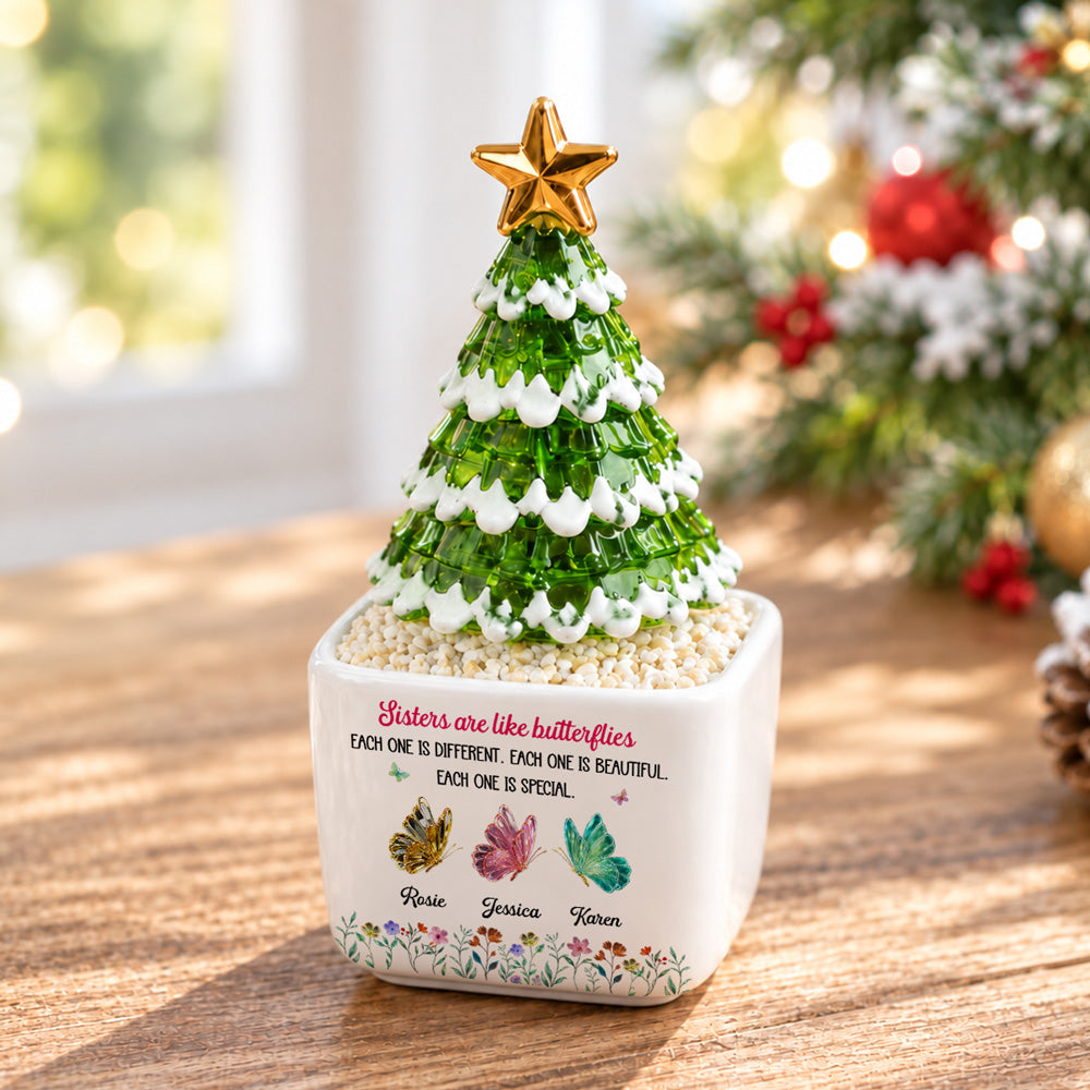Festive Sister Love Personalized Glass Christmas Tree
