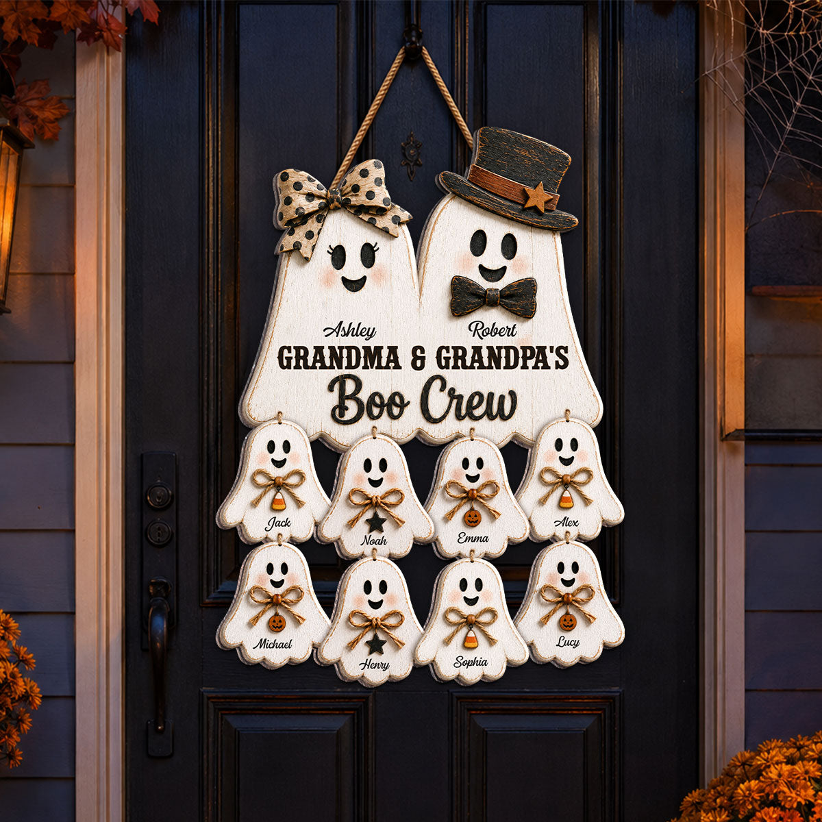 Rustic Halloween Grandpa Grandma's Boo Crew wood sign