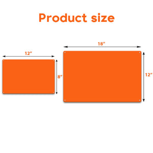 Metal sign size chart 12x8 and 18x12 inches