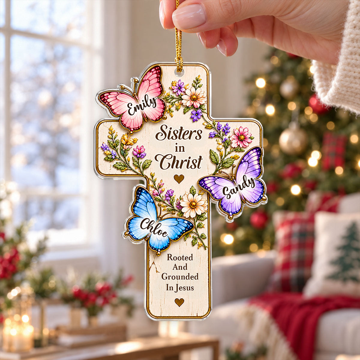 Sisters By Faith - Personalized Acrylic Ornament