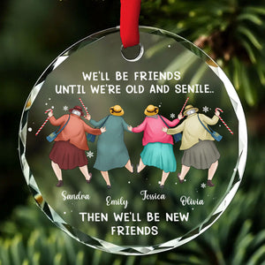 Friendship Never Gets Too Old personalized glass ornament