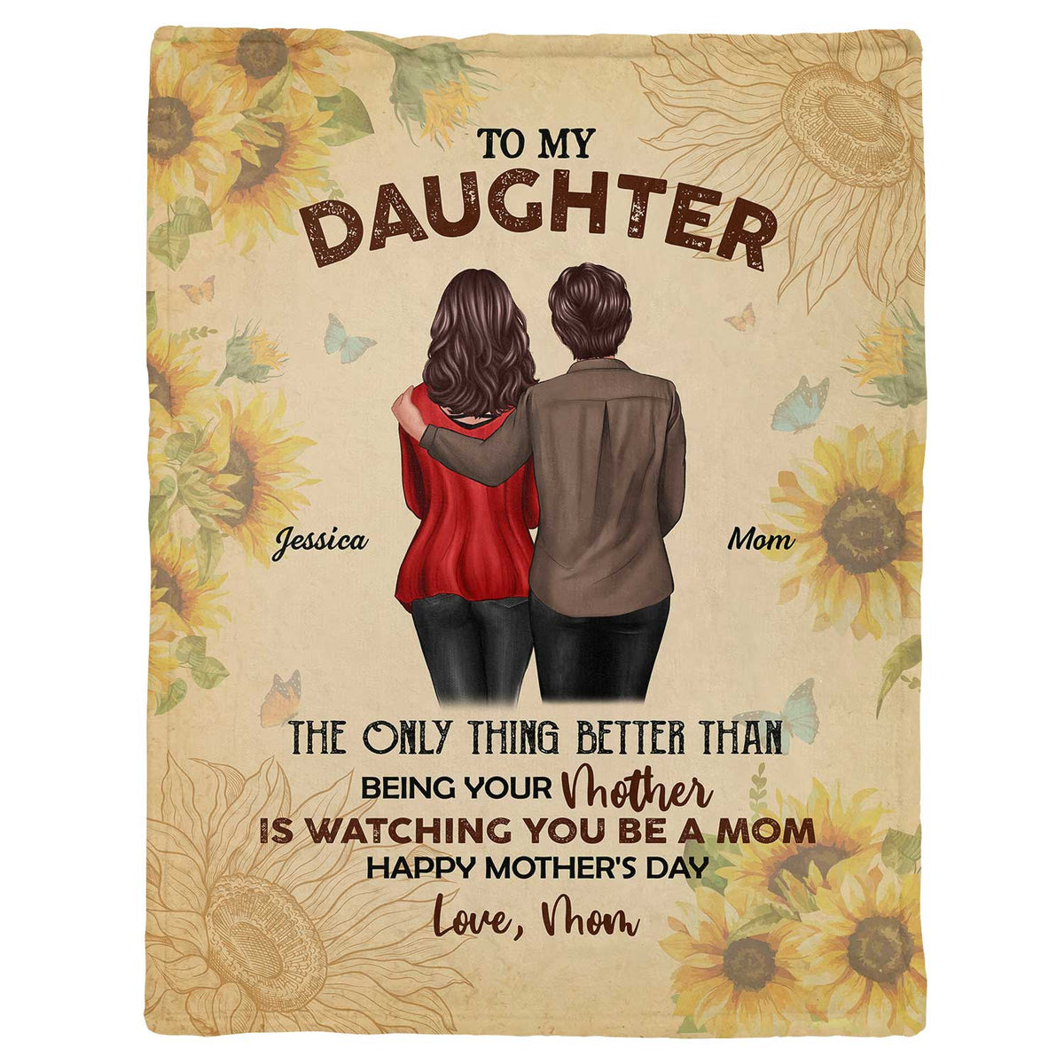 To My Daughter From Mom personalized fleece blanket