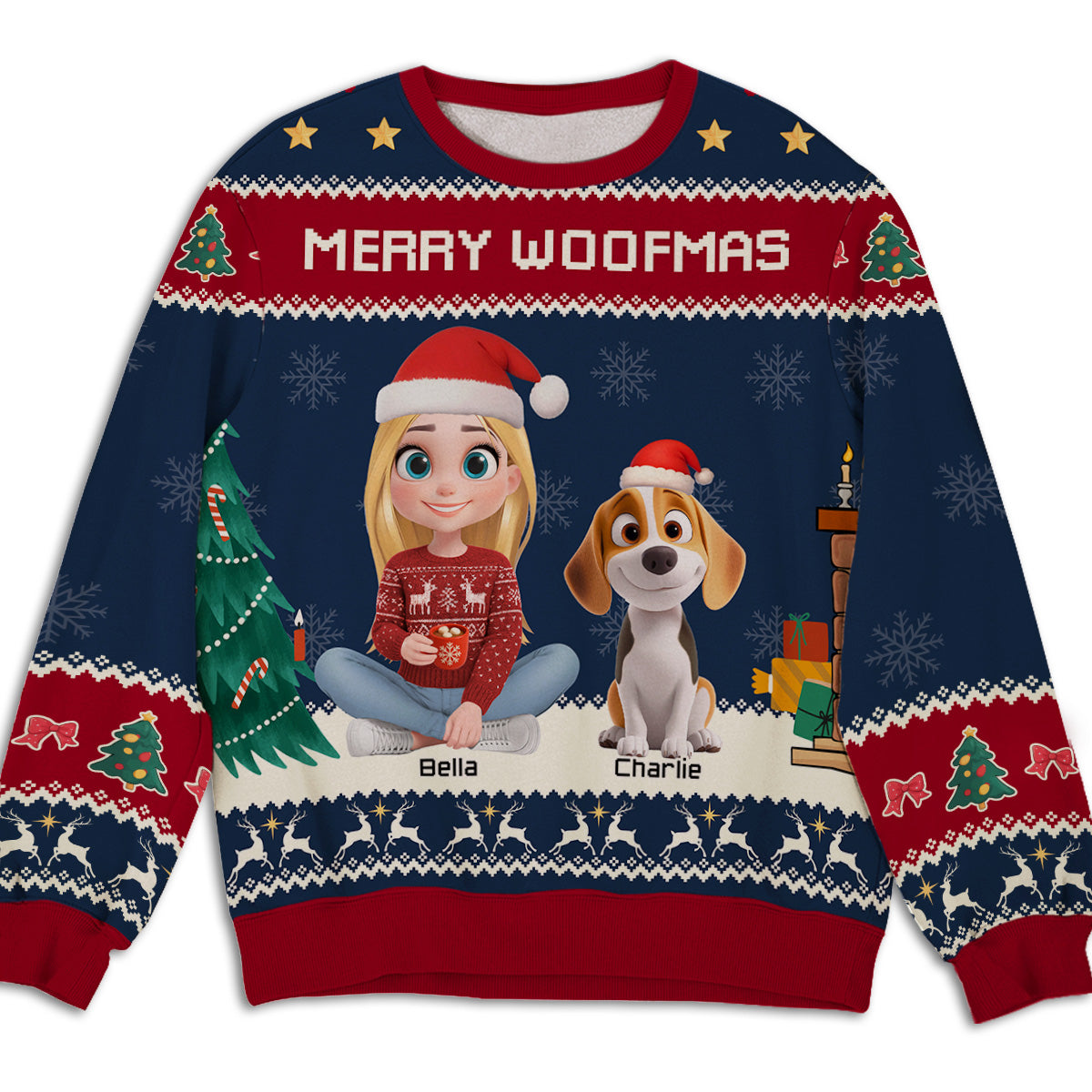 Woof You A Merry Christmas - Personalized All-Over-Print Sweatshirt
