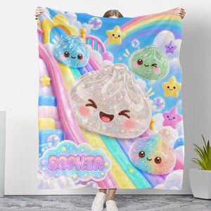 Dumpling Squishy World Personalized Fleece Blanket