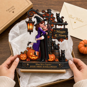 Till Death Do Us Part Kissing Couple - Personalized 2-Layered Wooden Plaque - Halloween Fall Decor for Her