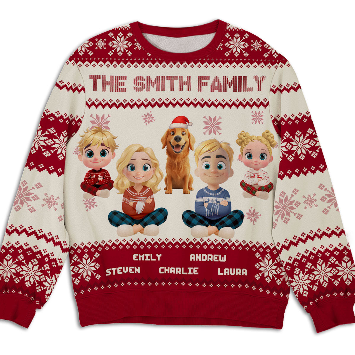 Happy Holiday Season Snowman Family - Personalized All-Over-Print Sweatshirt