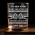 To My Son Better Than Being Your Father Fist Bump Design - Personalized Custom Whiskey Glass - SON143_RWG