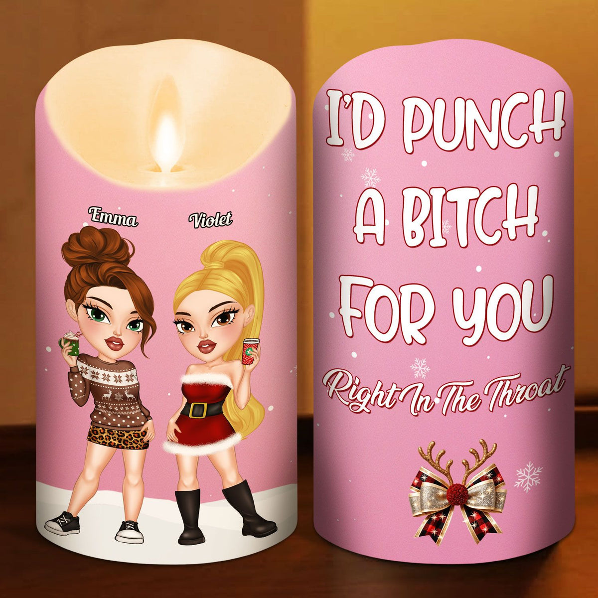 Punch A Bitch For You personalized LED candle
