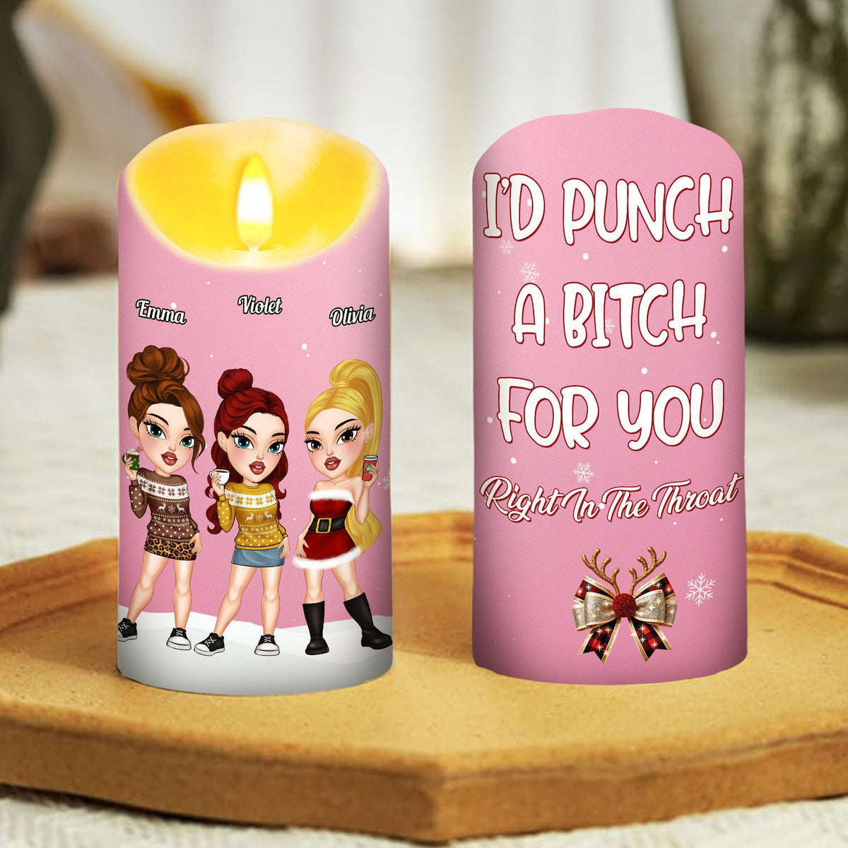 Punch A Bitch For You personalized LED candle