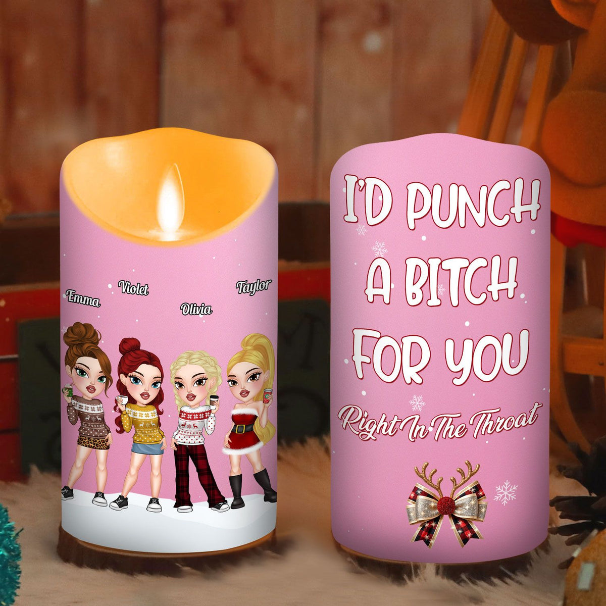 Punch A Bitch For You personalized LED candle