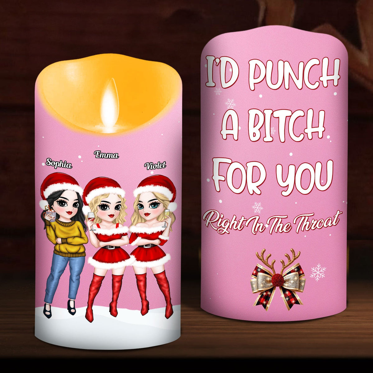Punch Bitch personalized LED candle