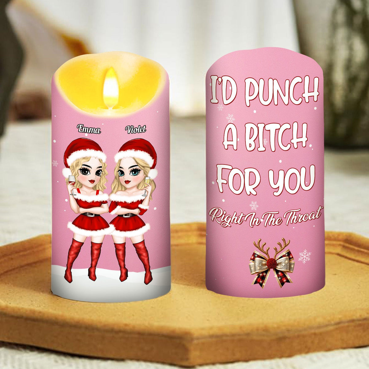 Punch Bitch personalized LED candle