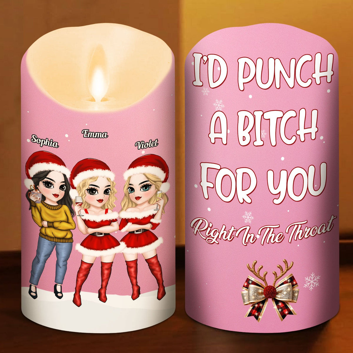 Punch Bitch personalized LED candle