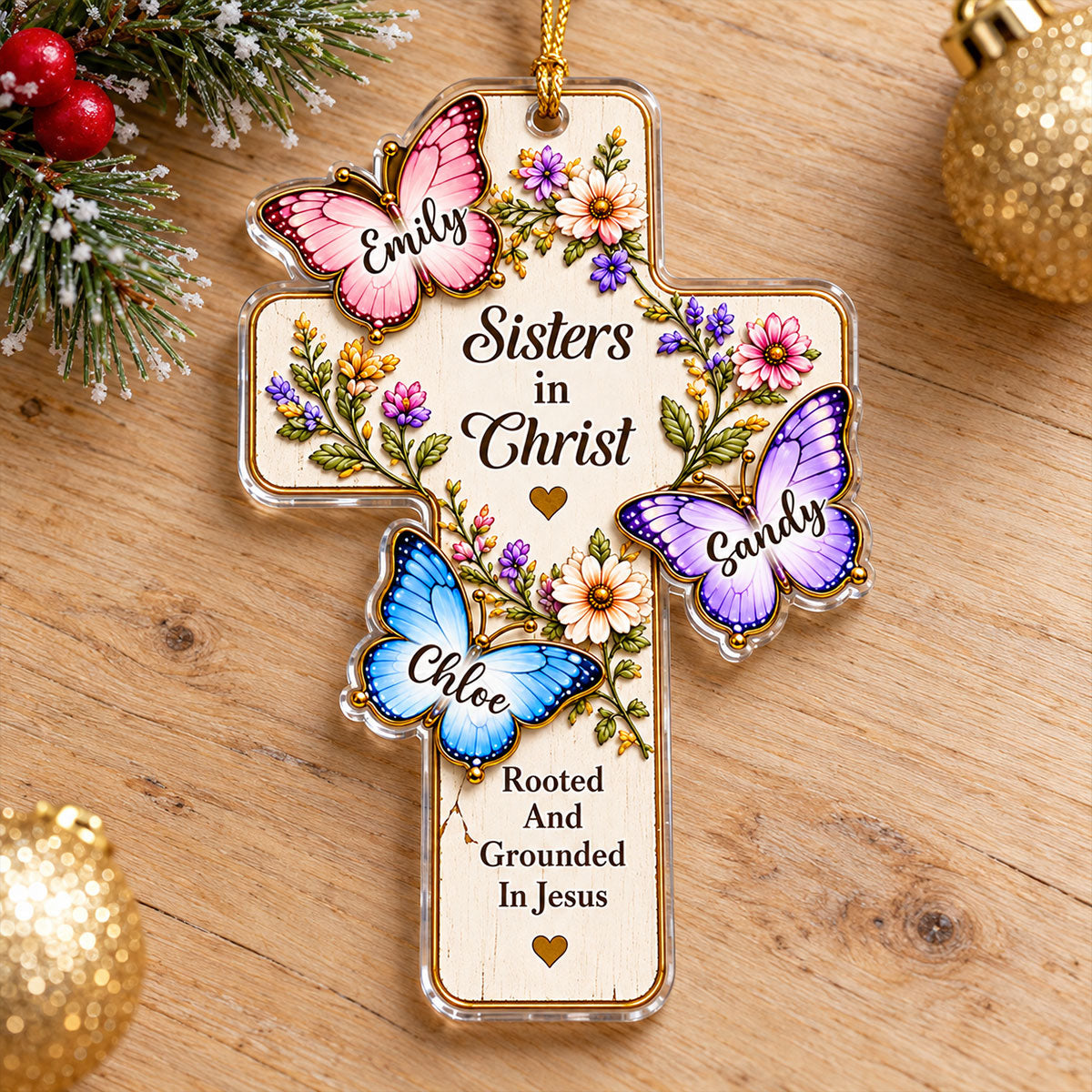 Sisters By Faith - Personalized Acrylic Ornament