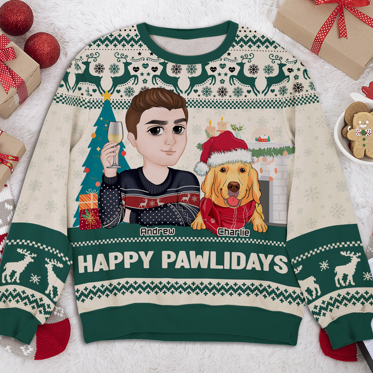 Happy Pawlidays To Fur Mom - Personalized All-Over-Print Sweatshirt