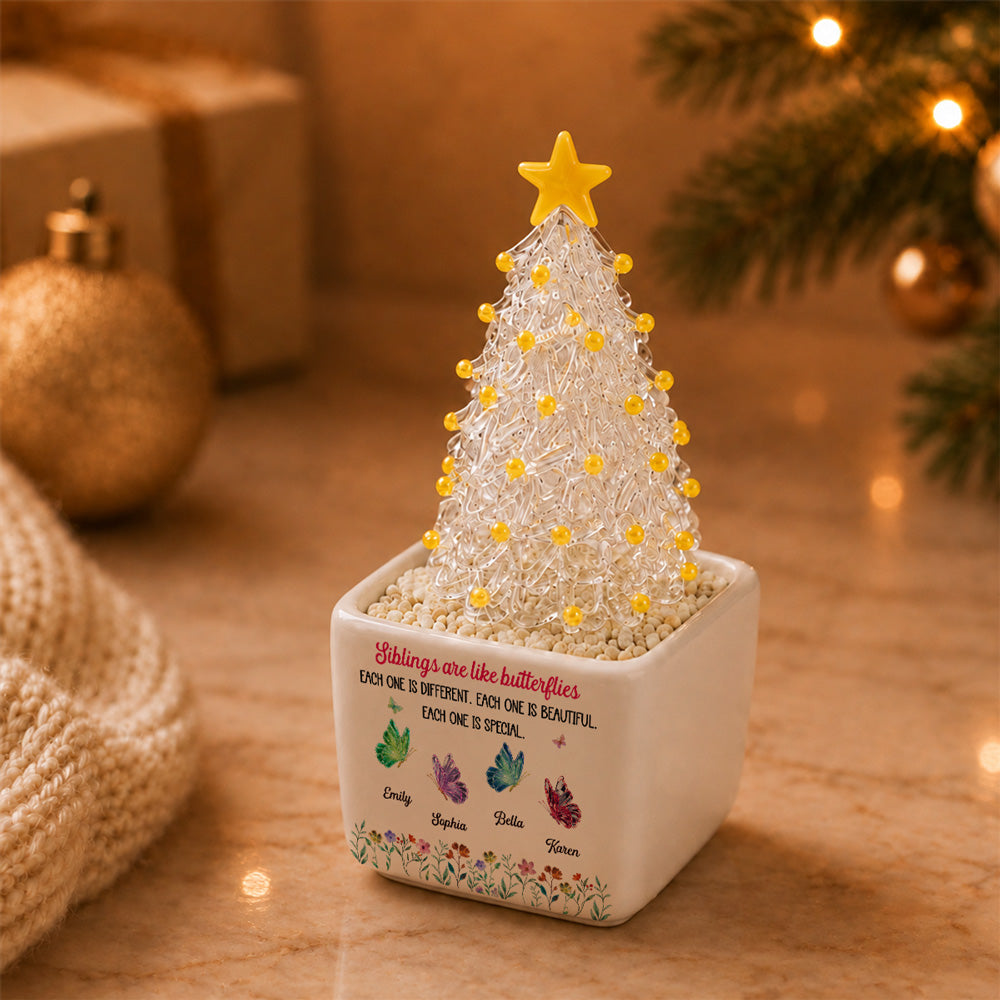 Festive Sister Love Personalized Glass Christmas Tree