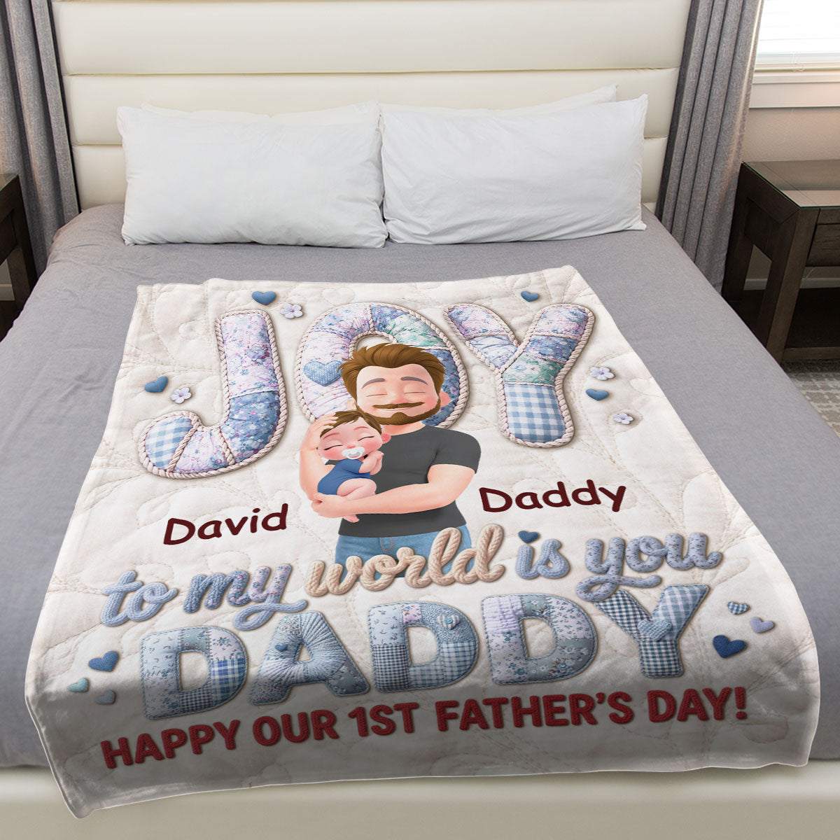 Joy To My World Is Daddy Personalized Fleece Blanket