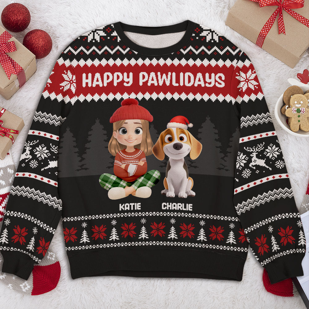 Lovely Dog Mom Dad Chibi Christmas - Personalized All-Over-Print Sweatshirt