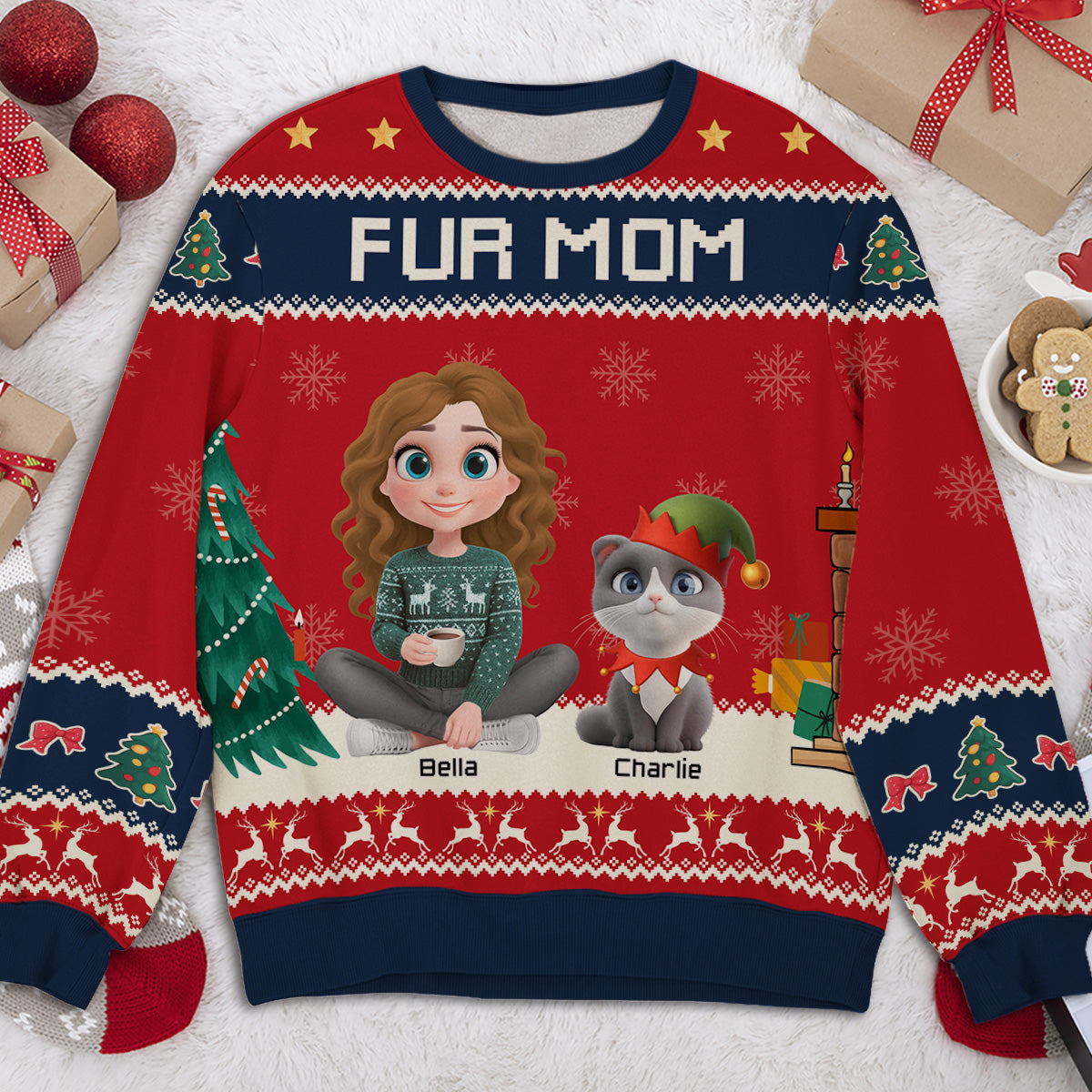 Fur Mommy Christmas - Personalized All-Over-Print Sweatshirt