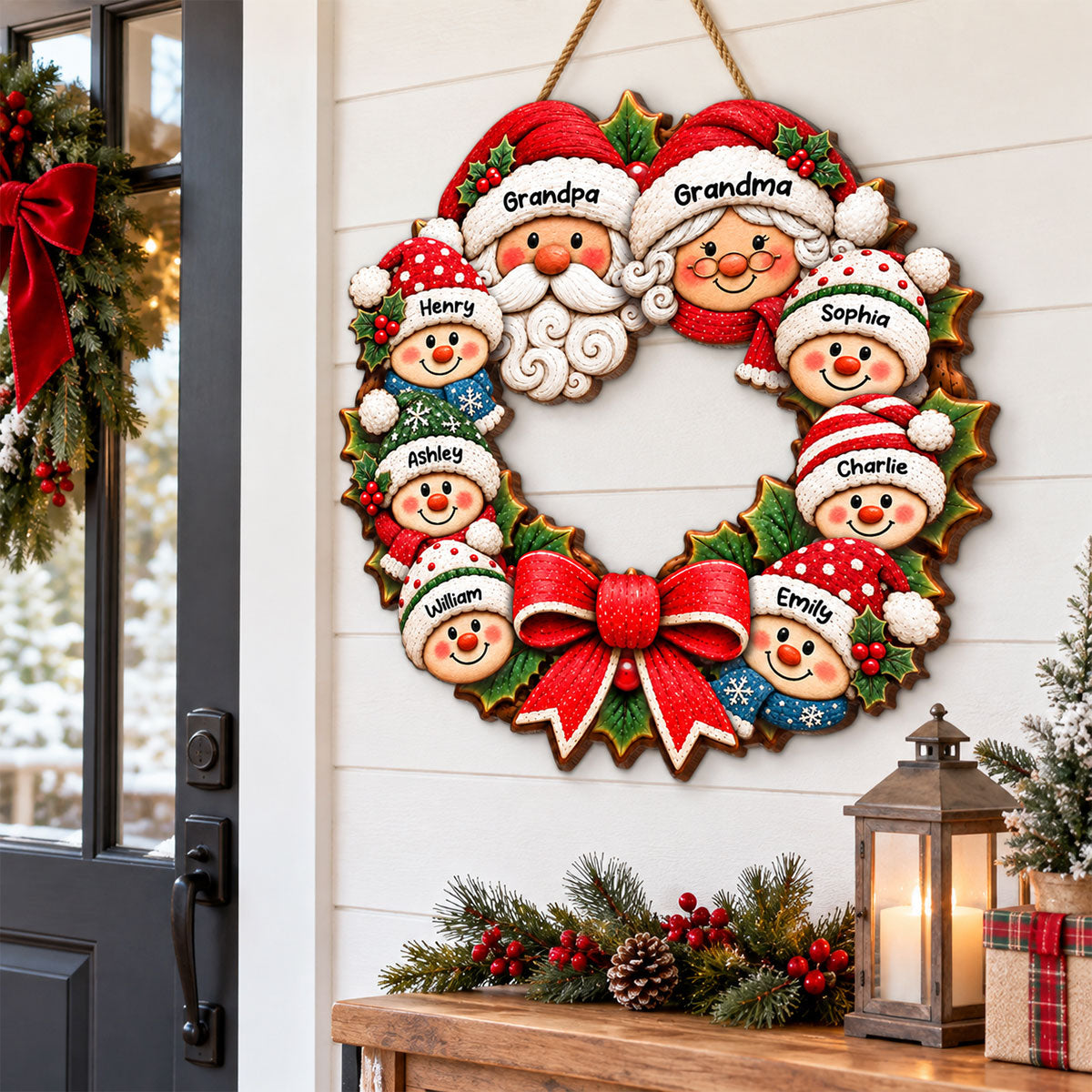 Grandkids Wreath personalized wood sign