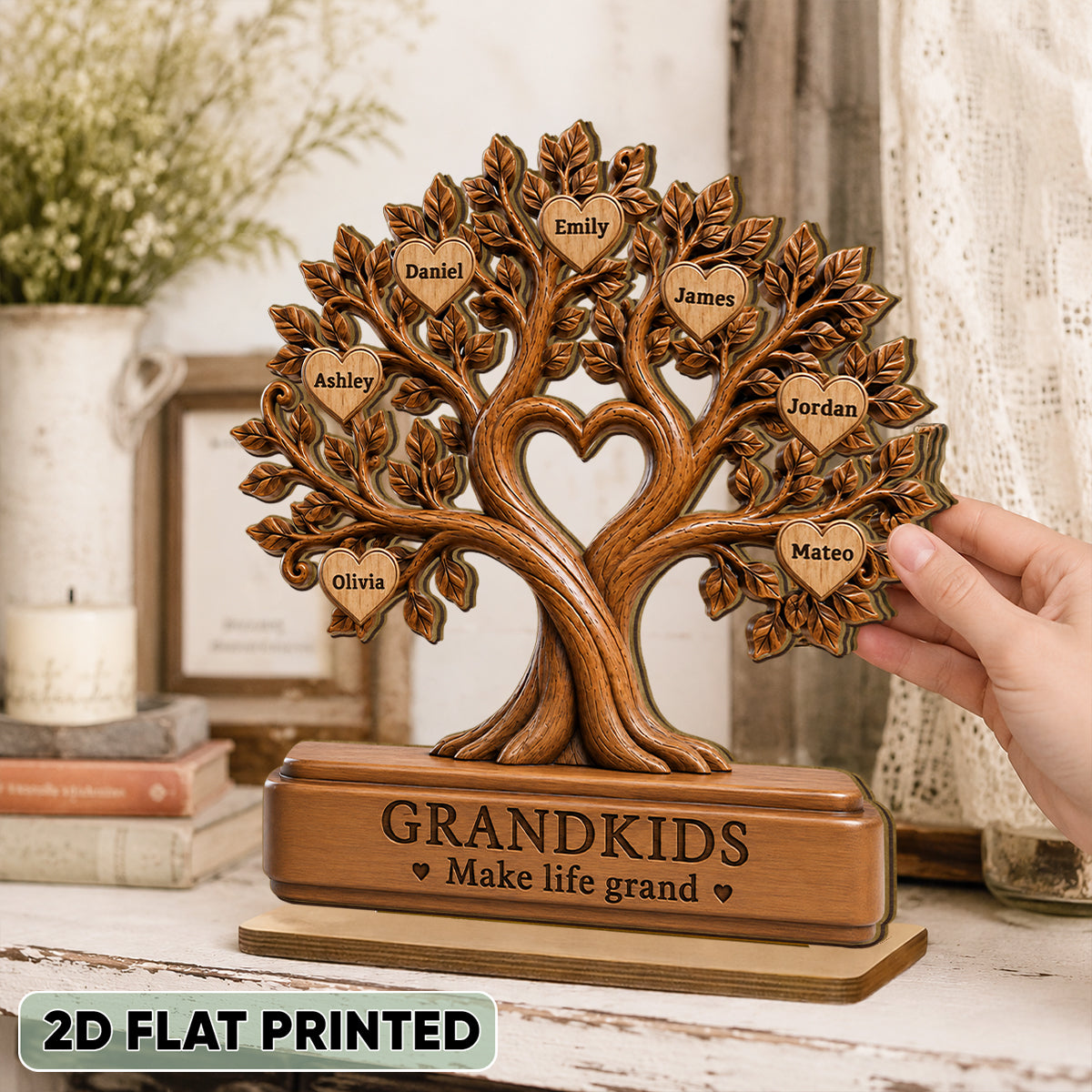 Grandkids Make Life Grand - Personalized 2-Layered Wooden Plaque