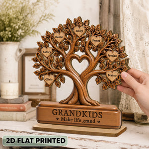 Grandkids Make Life Grand - Personalized 2-Layered Wooden Plaque