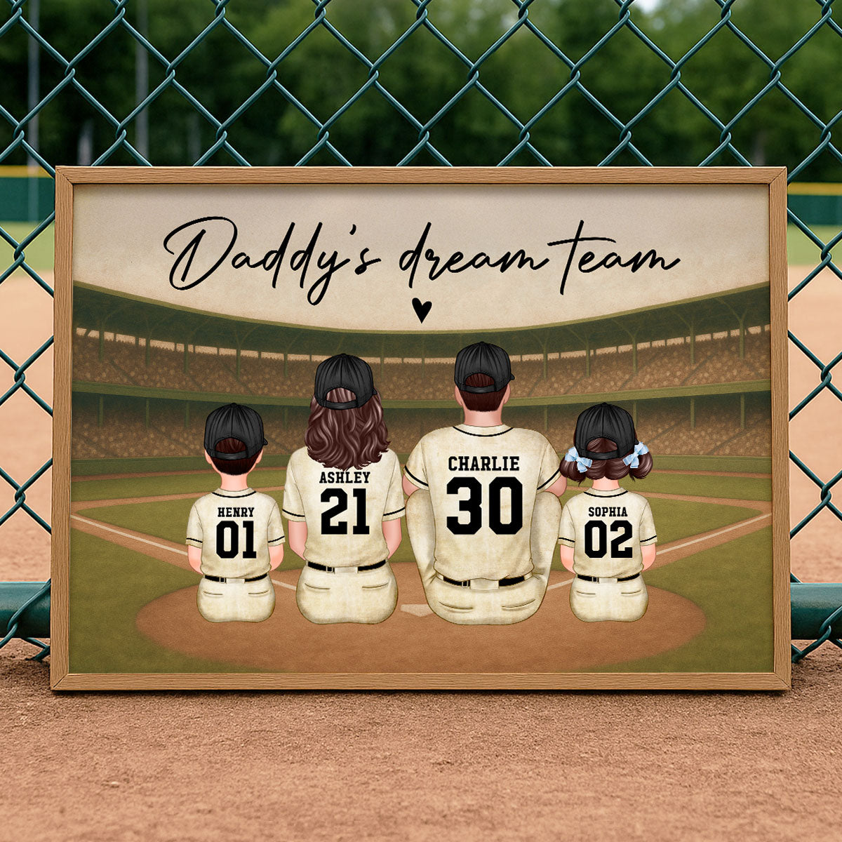 Retro Vintage Baseball Family Dream Team personalized poster
