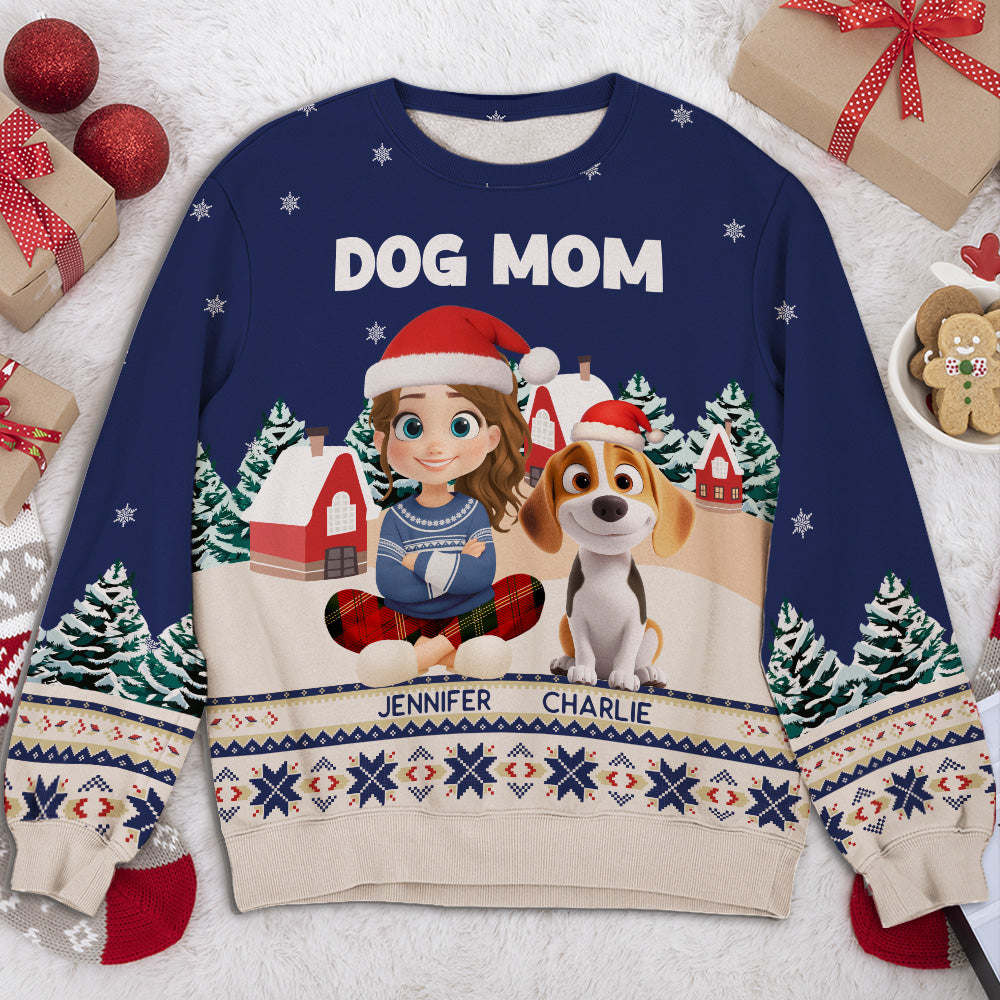 Christmas Dog Mom - Personalized All-Over-Print Sweatshirt