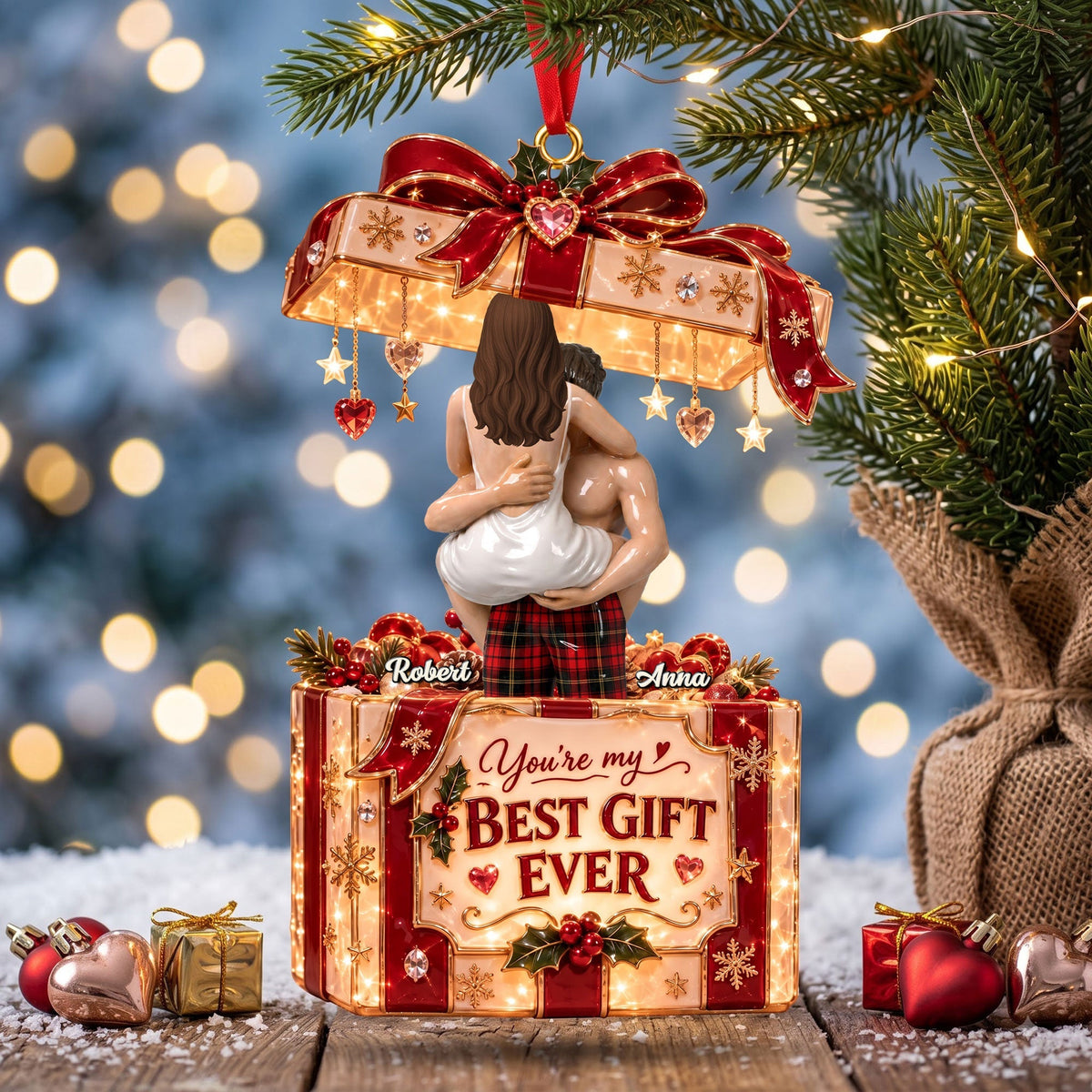 Romantic Best Gift Ever personalized acrylic ornament