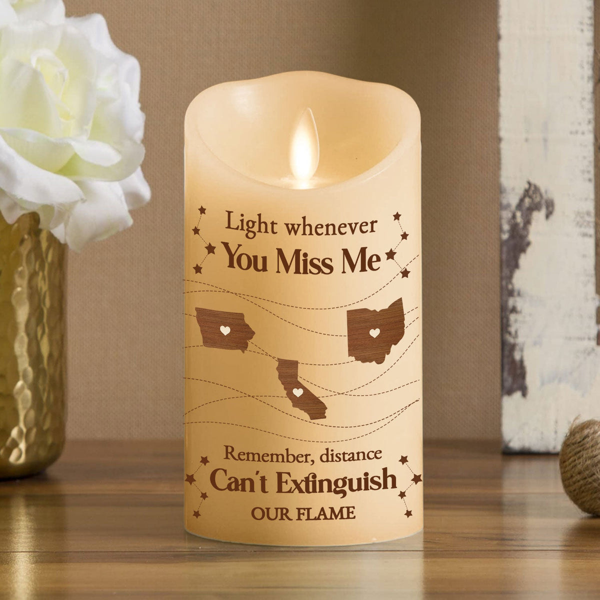Distance Can Not Extinguish Our Flame - Personalized LED Candle