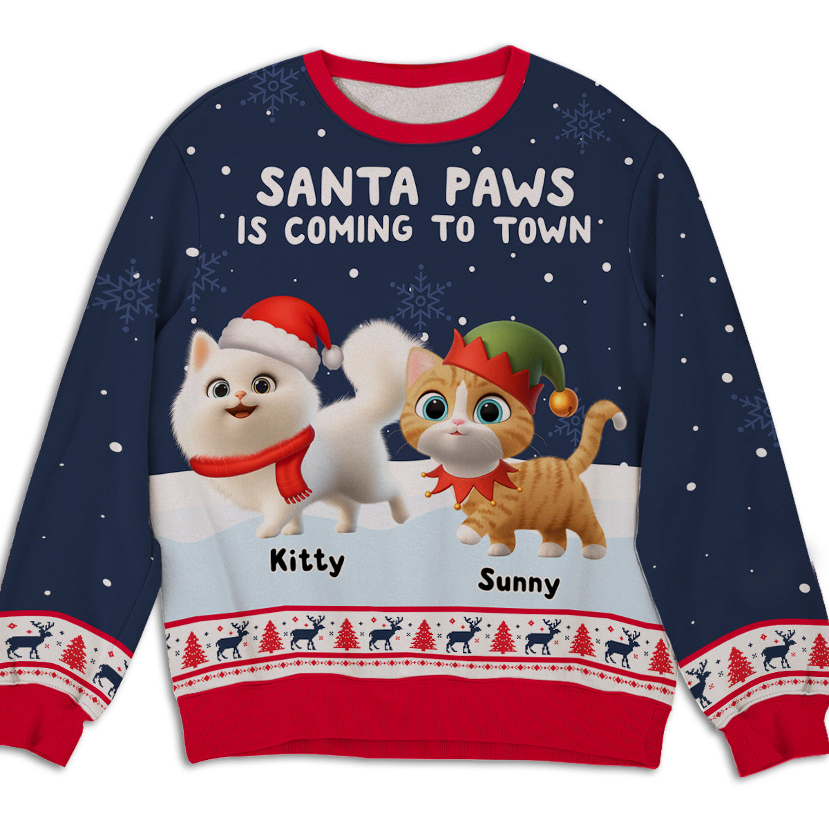 Santa Paws - Personalized All-Over-Print Sweatshirt - Christmas Gift For Mom, Dad