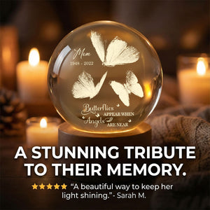 Always With You Butterflies - Personalized Crystal Ball LED Night Light - Memorial Remembrance Keepsake