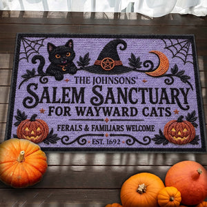 Salem Sanctuary For Wayward Cats Ferals And Familiars Welcome - Personalized Doormat