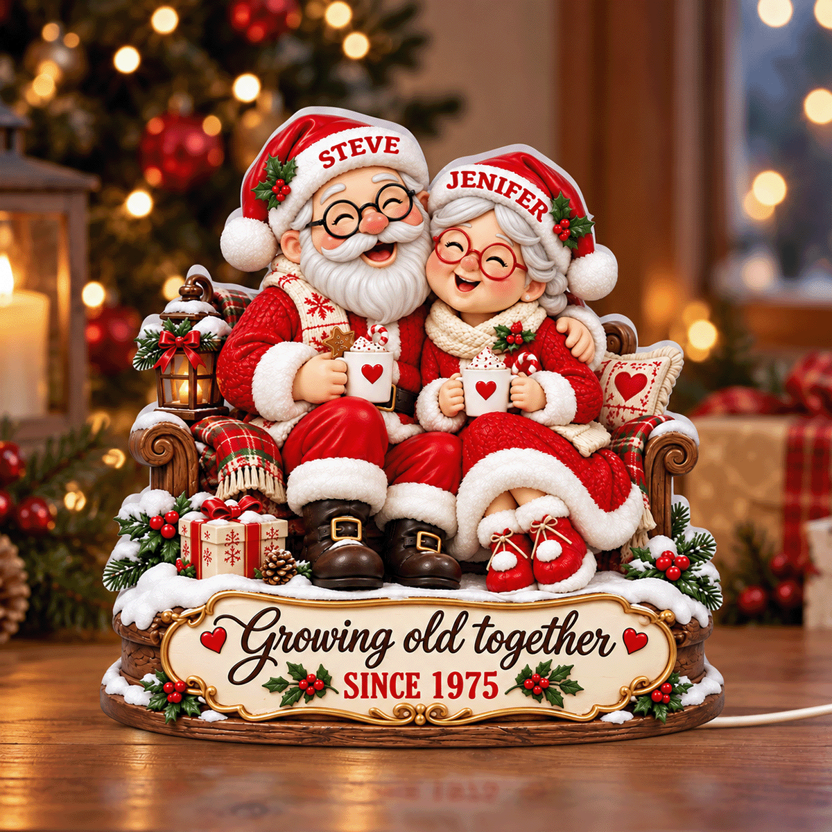 Santa Couple Growing Old Together personalized light box