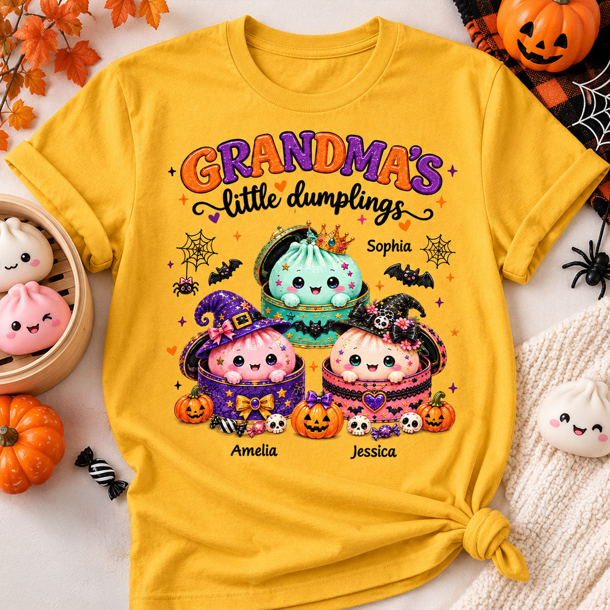 Grandma's Little Dumplings - Personalized Fall Halloween Shirt