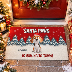Stop Here With Us Santa personalized Christmas dog doormat