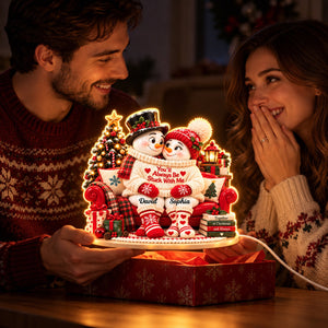 You'll Always Be Stuck With Me Snowman Couple personalized light box