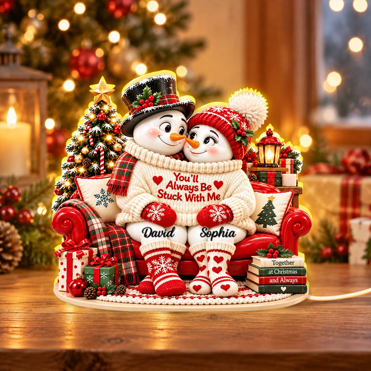 You'll Always Be Stuck With Me Snowman Couple personalized light box