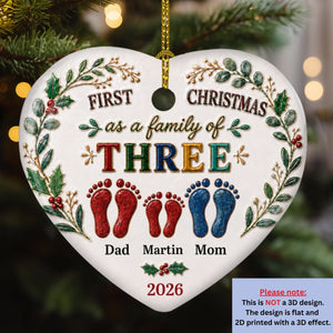 Our First Christmas 2026 personalized heart ceramic ornament