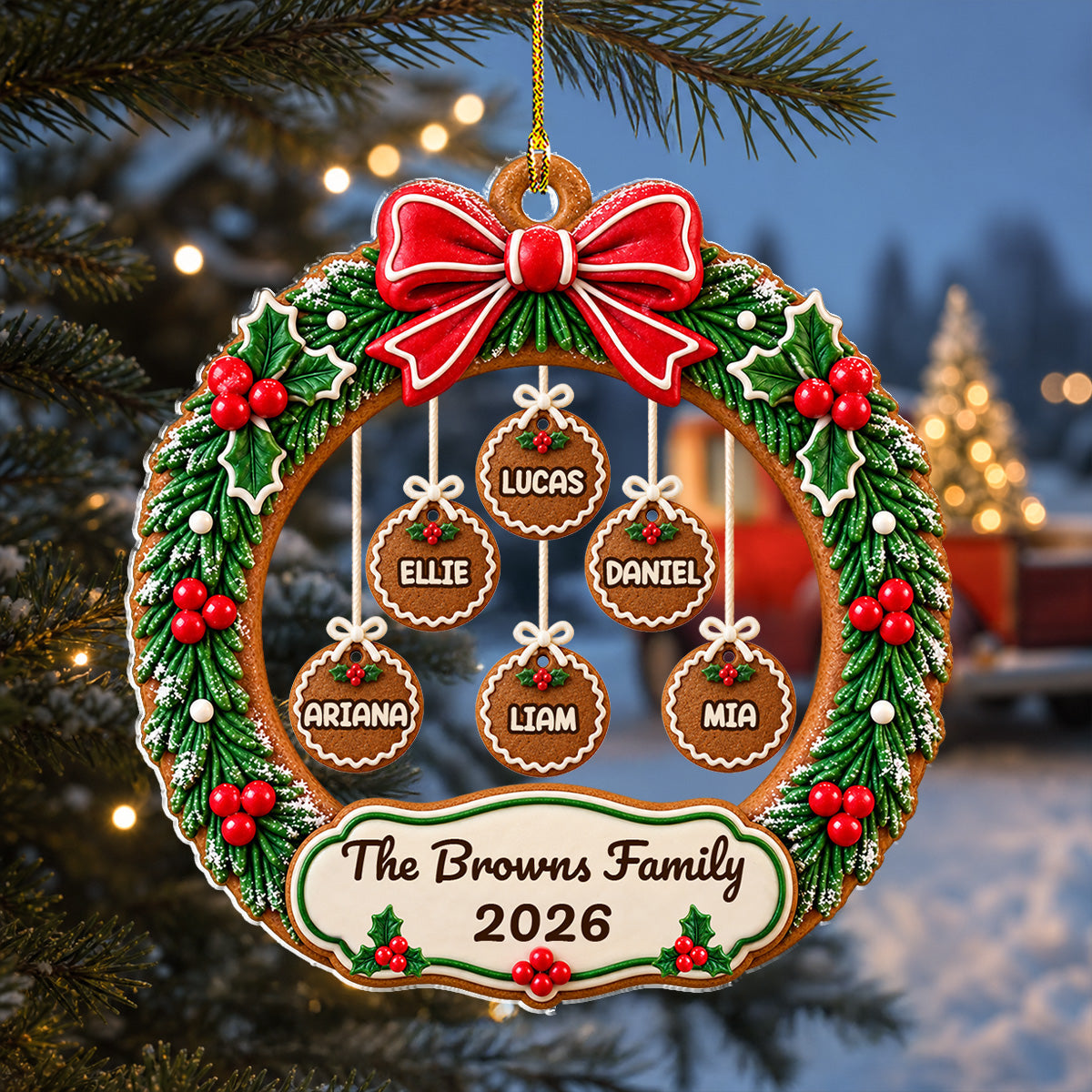 Cookie Family Wreath acrylic ornament