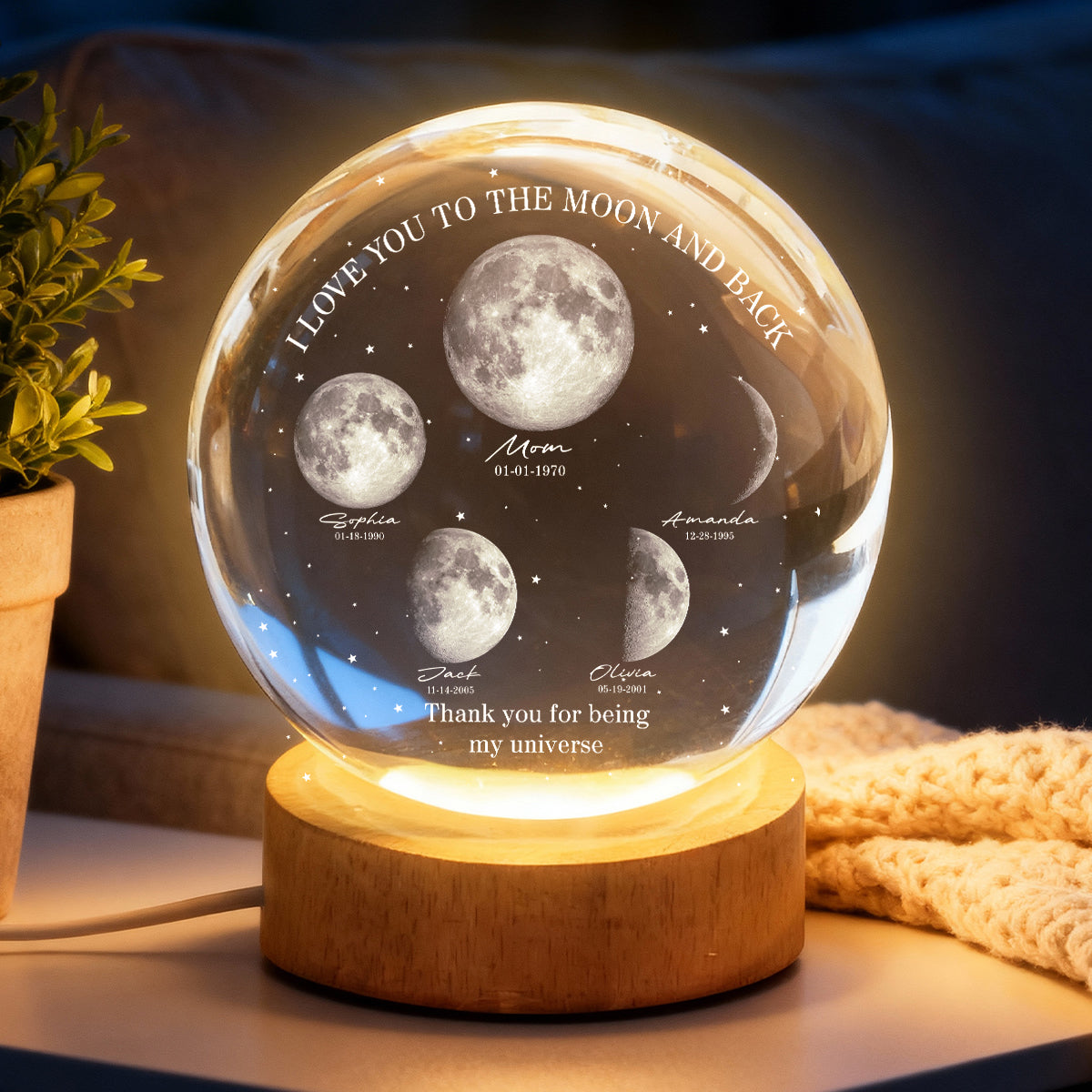 Thank You for Being Our Universe - Personalized Crystal Ball LED Night Light